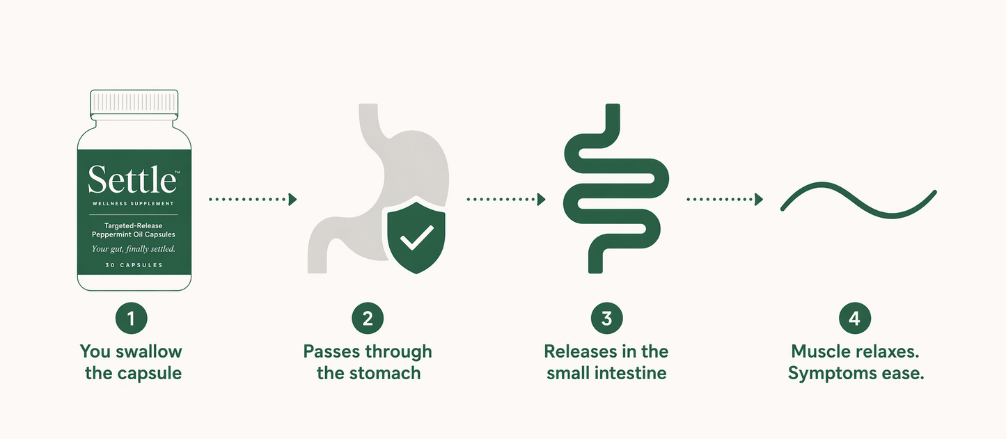 Settle™ — Targeted-Release Peppermint Oil Capsules
